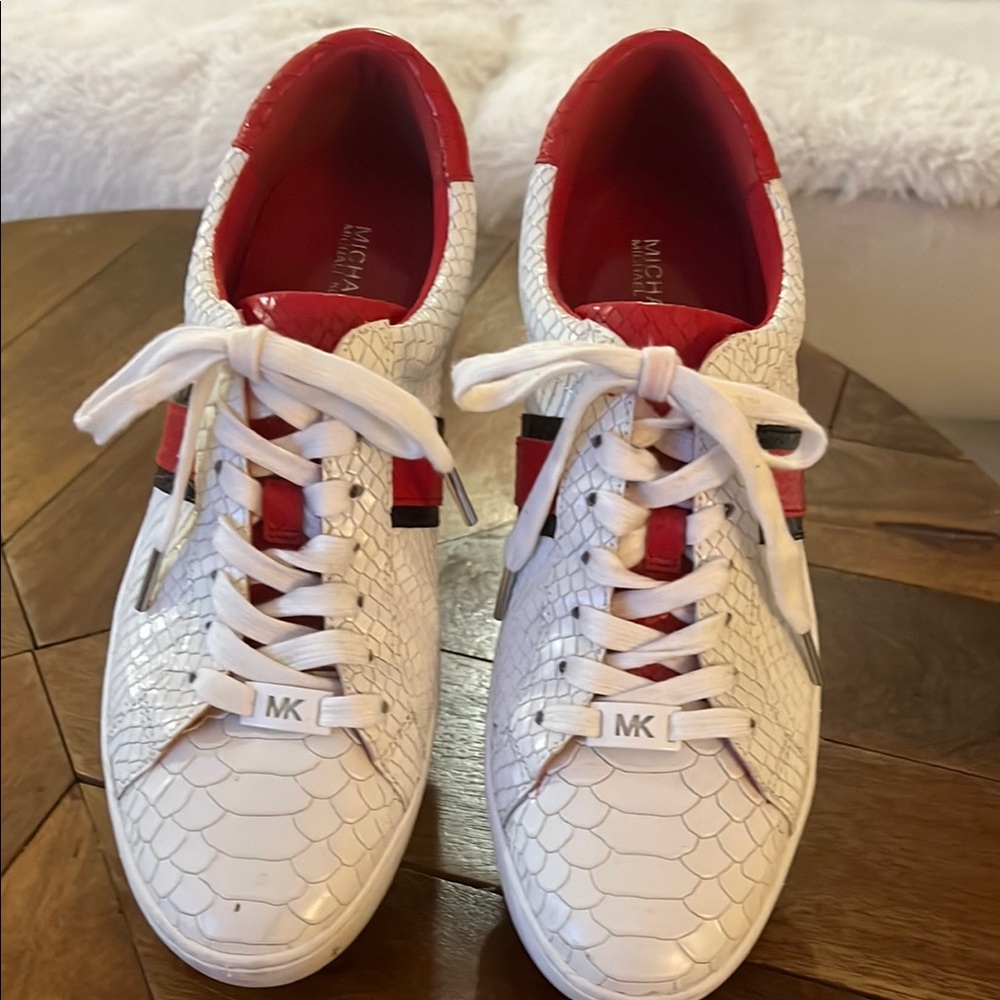 Michael Kors White and Red Sneakers